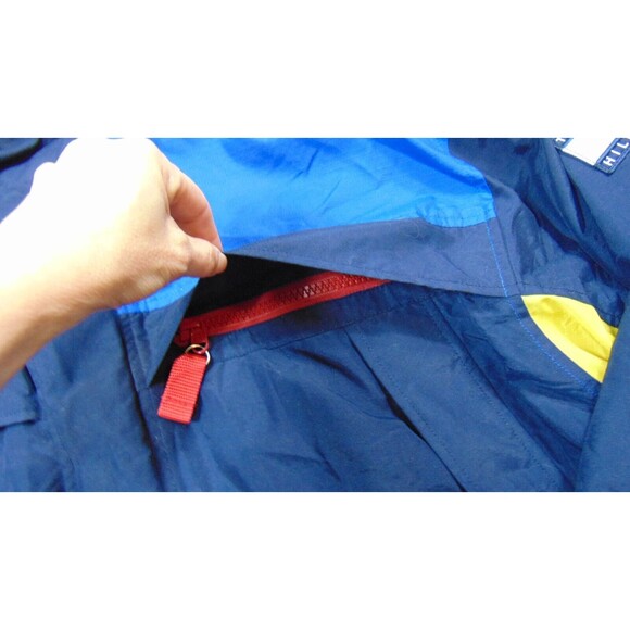 Vintage Tommy Hilfiger Mens Ski Jacket Size XXL Fleece Hooded Flag Logo Blue 2XL - Picture 8 of 16